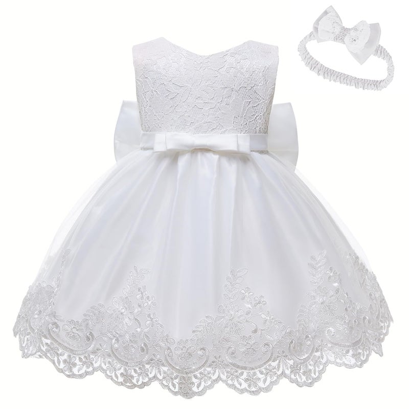 LZH Girls Toddler Lace Dress Elegant Embroidery Wedding Party Flower Bridesmaid Dresses Up 3-4T - Image 4
